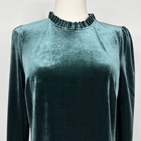 Boden Velvet Ruffle Mock Neck Top Green T1496 NWT 6 Holidays Whimsigoth Romantic - Picture 7 of 11
